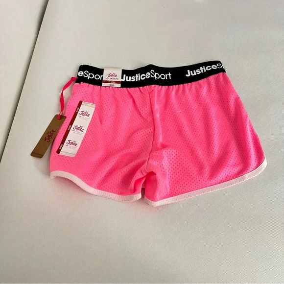 Justice Girls Core Solid Mesh Shorts Flash Pink/Black Elastic Waist Size Medium - Picture 2 of 11